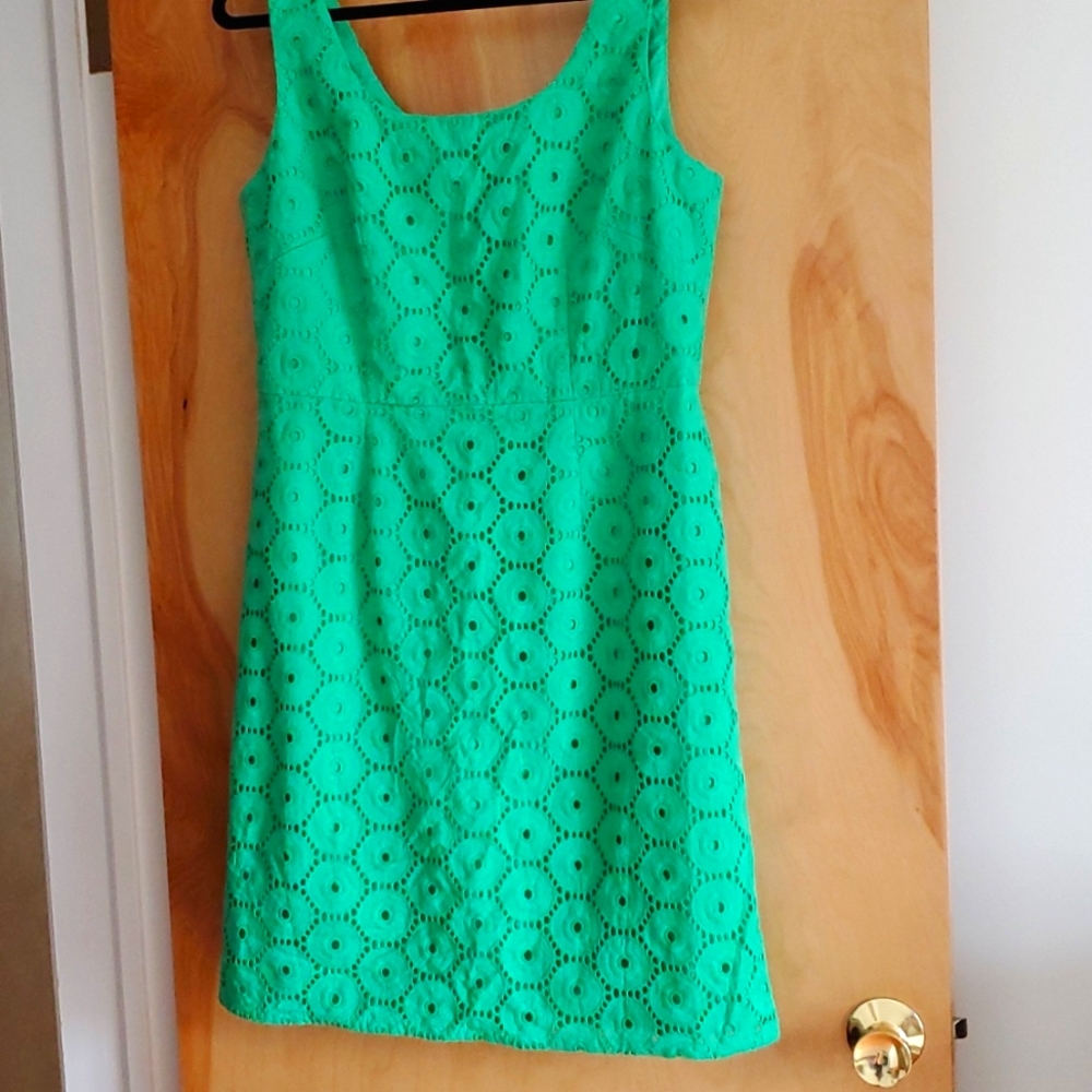 Adrianna Papell green eyelit dress. NWOT. Fully lined. Size 14